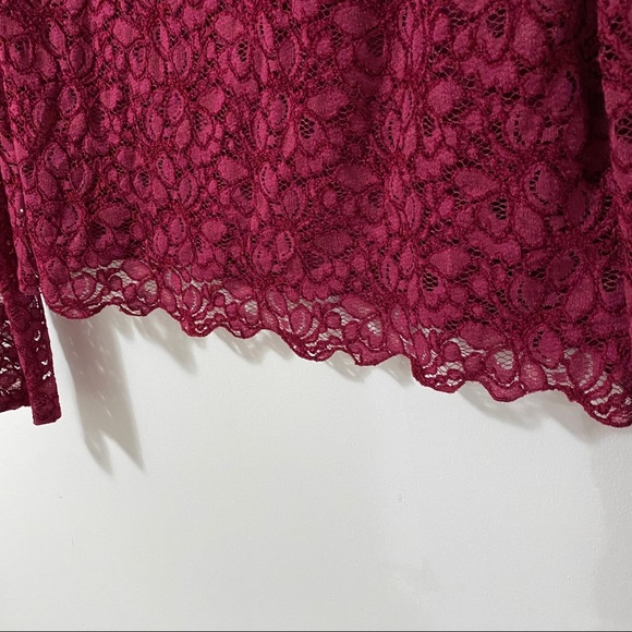 Talula Burgundy Lace Long Sleeve Shirt | Large - Picture 4 of 9